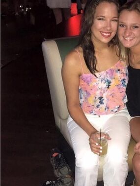 Myne Pink and Blue Floral Spaghetti Strap Top